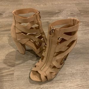 Strappy nude heels